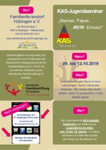 Vorderseite des Flyers zum KAS-Jugenseminar 2019